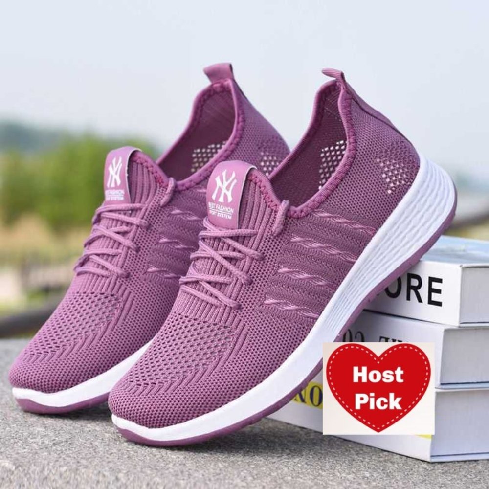 Mesh Top slip-on sneakers - ladies fashion sneakers Purple & White sneakers - Picture 4 of 16